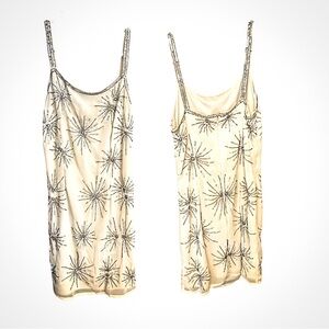 Embellished Cream Dress with Silver Accents